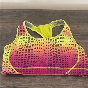 Nike Dri Fit Gradient Yellow and Pink Sports Bra